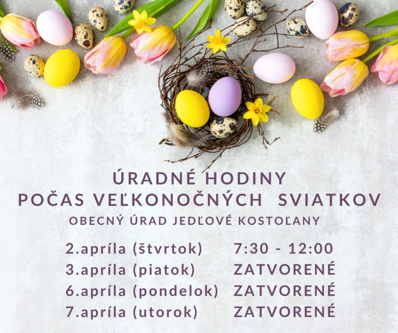 Otváracie hodiny počas veľkonočných sviatkov