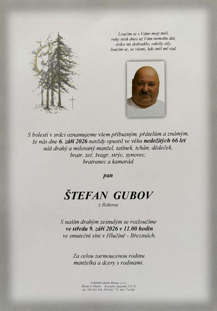 Smutočné oznámenie Gubov